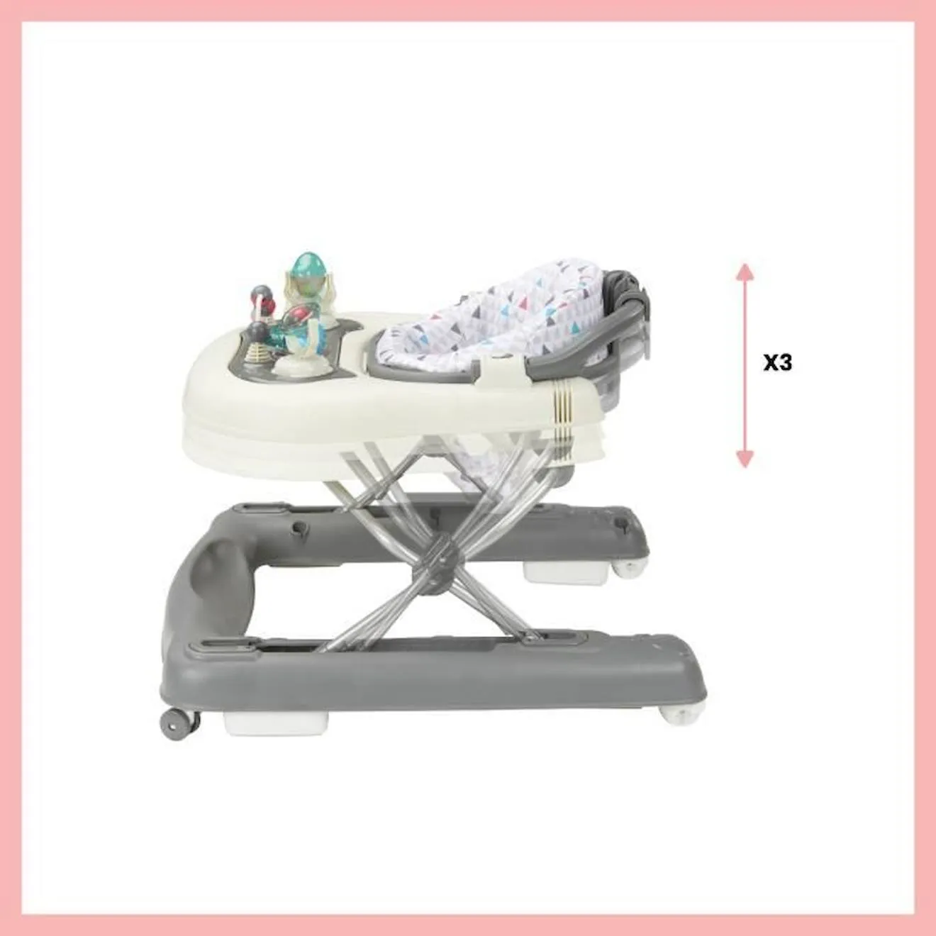 BABYMOOV Trotteur-Pousseur bébé - Evolutif - Pliage compact - Musical, Zinc gris - Babymoov