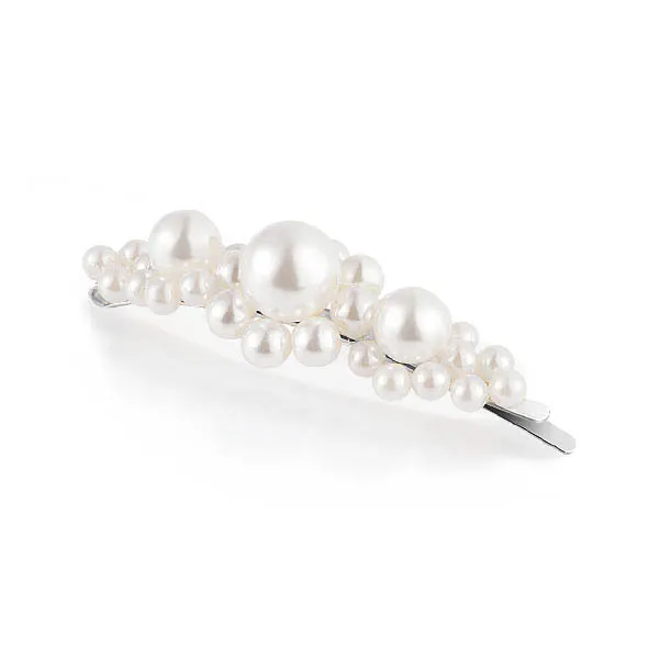 Silver Beaded Flower Barrette - Shine Boutique