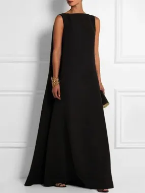 BelleRue - Robe vintage sans manches à col rond, décontractée et tissée