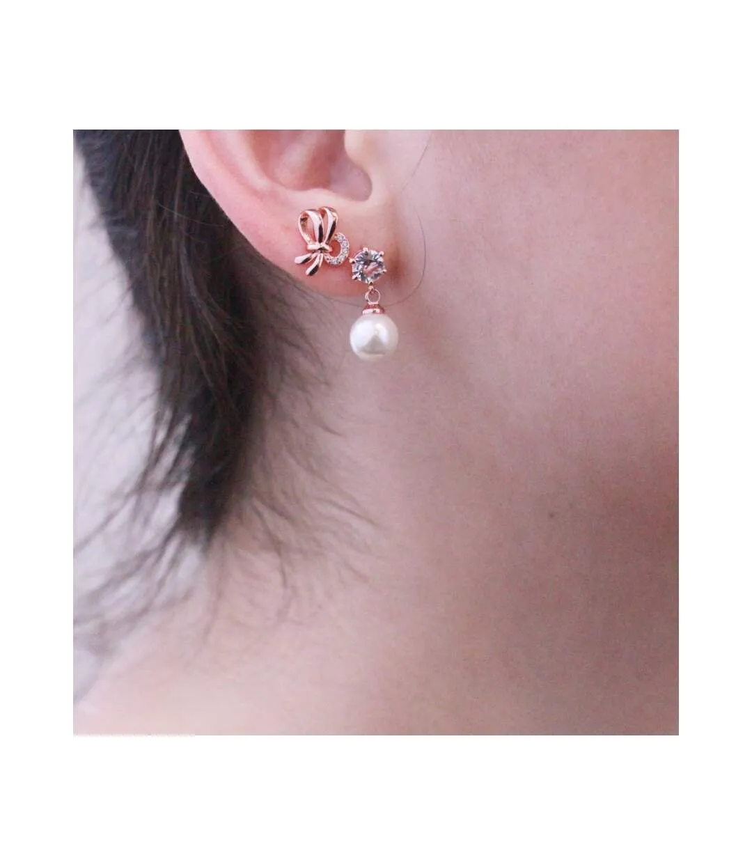 Boucles d'oreilles Posie - Or Rosé et Cristal