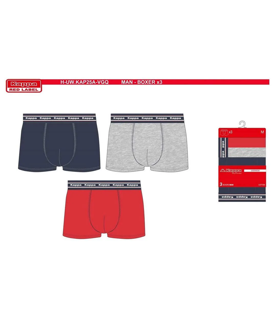Boxer homme KAPPA Pack de 3 Boxers 2330