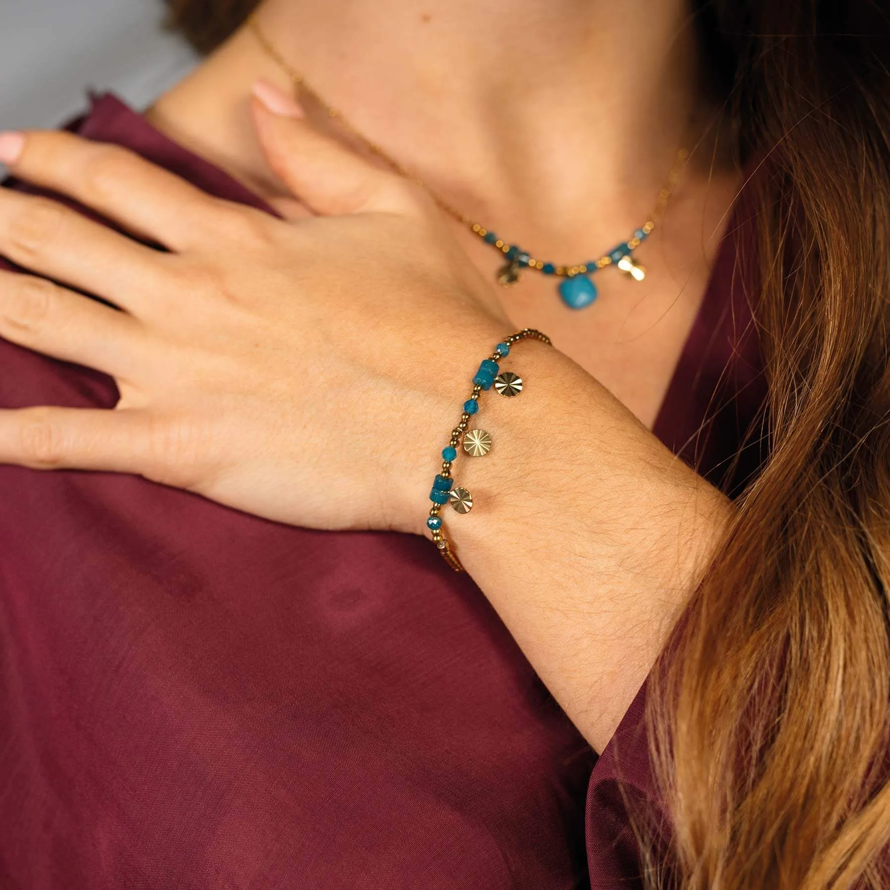 Cancun Bracelet Blue Apatite Stones