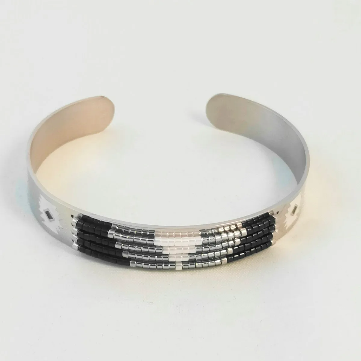 Bracelet en perles miyuki noir/gris/blanc