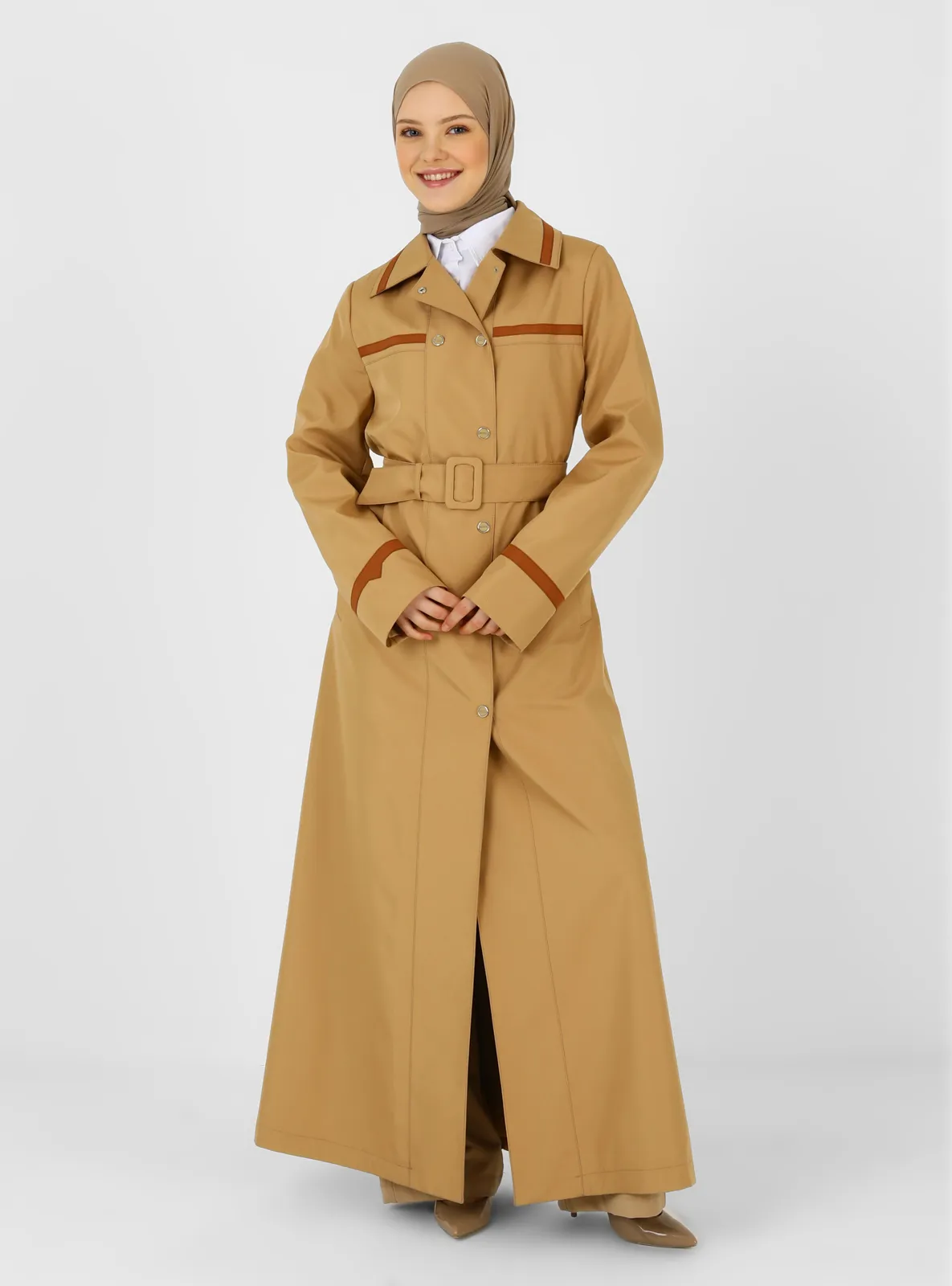 Camel - Unlined - Point Collar - Trench Coat