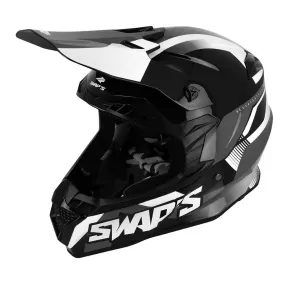 Black and White Cross Motorcycle Helmet - FASTER