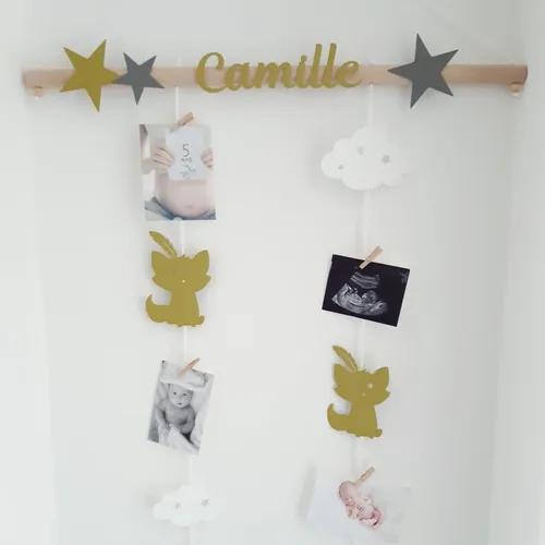 Coffret naissance, baby shower liste naissance porte photos chambre bébé  renard nuage étoiles