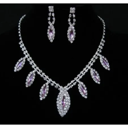 Purple Stone Crystal Wedding Necklace