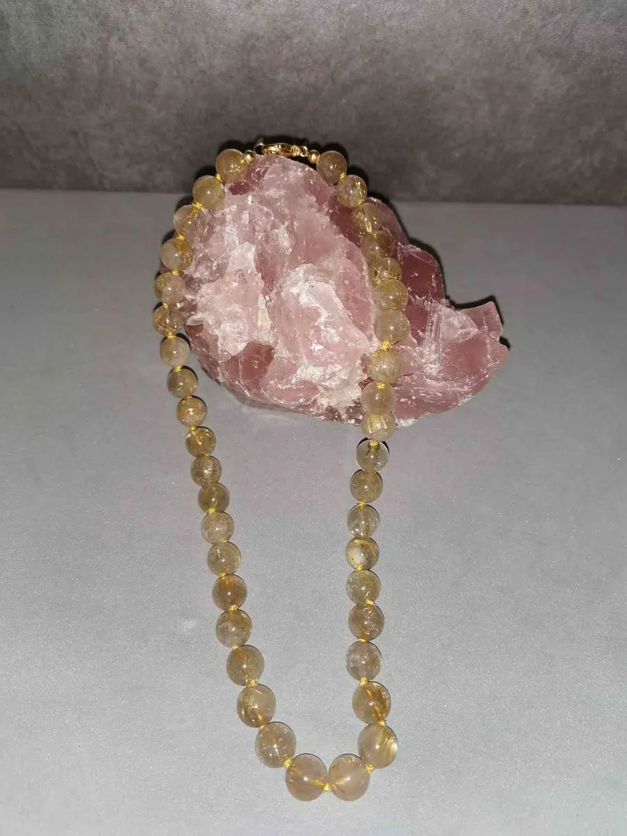 Collier perles quartz rutile qualité extra 10mm x 45cm