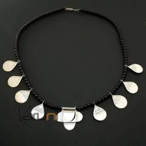 Collier Touareg avec pendentif Fleur et Gouttes en Argent 35