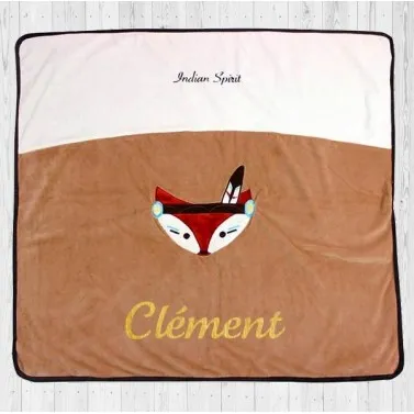 Couverture bébé personnalisée avec prénom - Renard Indien