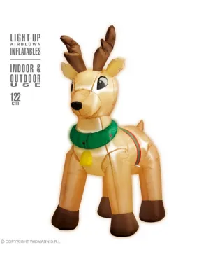 Décoration Renne de Noël Gonflable, Lumineux avec ventilateur - 122 cm -