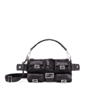 Fendi Black Nylon Baguette Bag