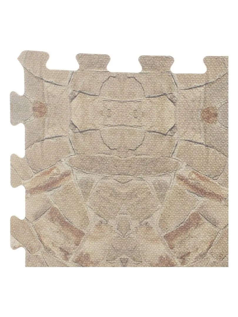Foam Floor Mat 8 Interlocking Stone Style Tiles - Beige