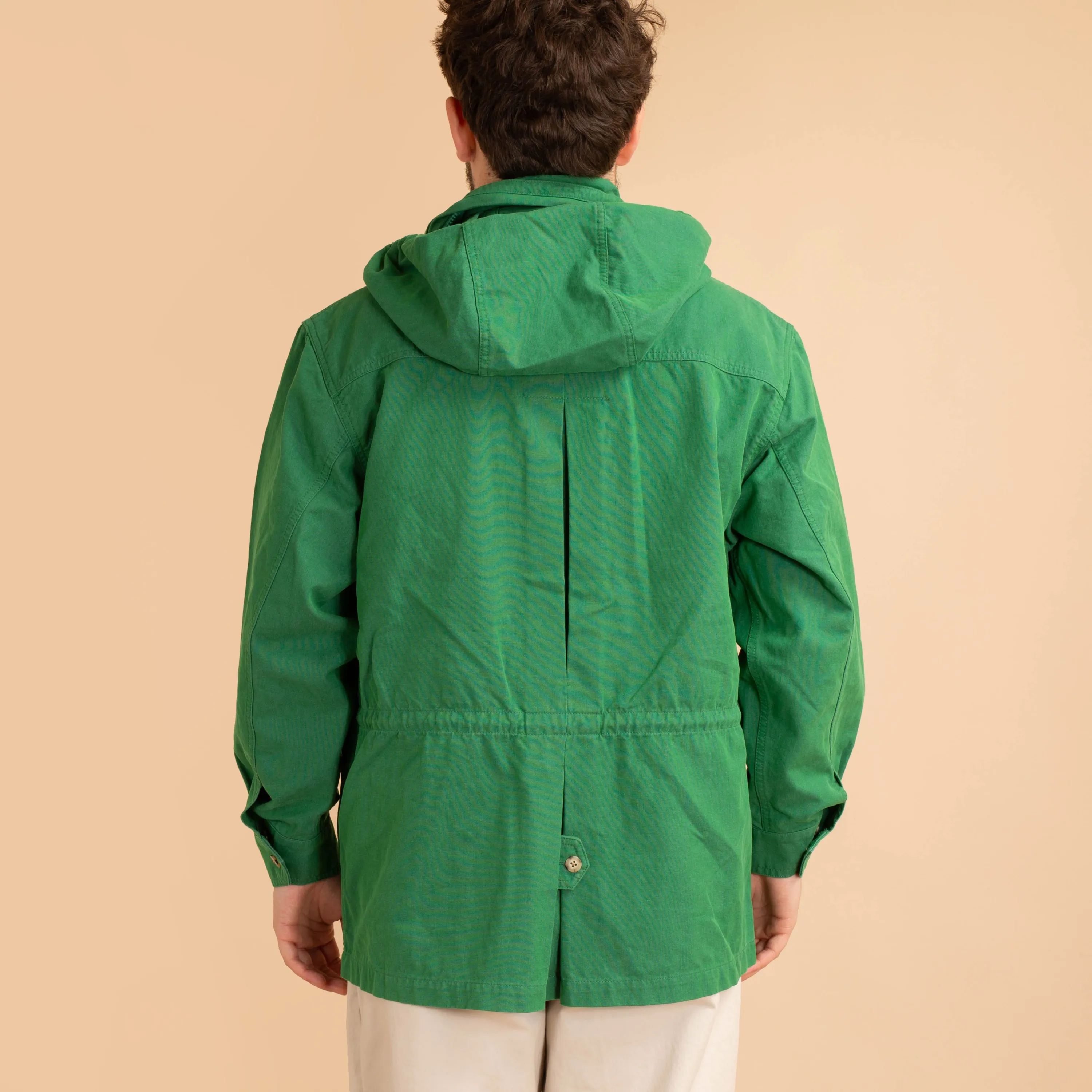 Green chambray canvas field coat