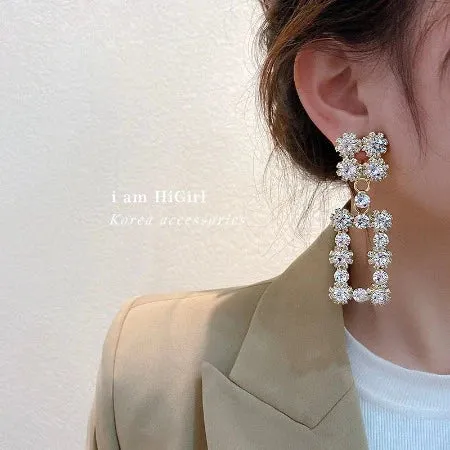 Importé - Boucles D'oreilles Sous Forme Rectengulaire  - Argent Or