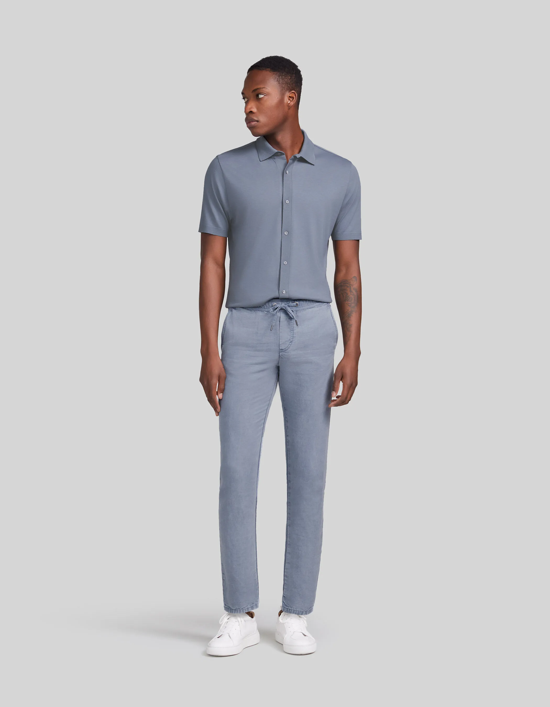 Jogpant light blue Lyocell® taille élastiquée Homme