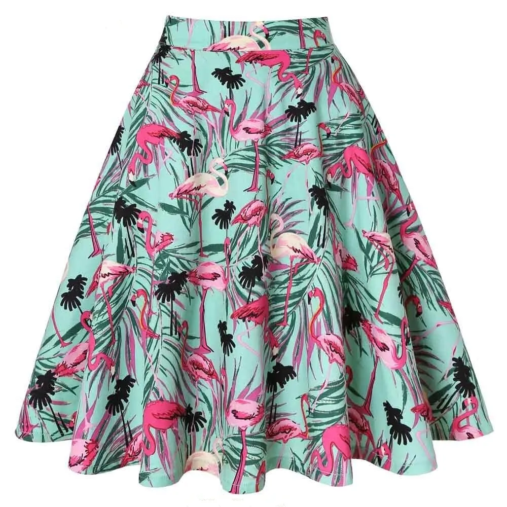 Vintage Pink Flamingo Motif Skirt
