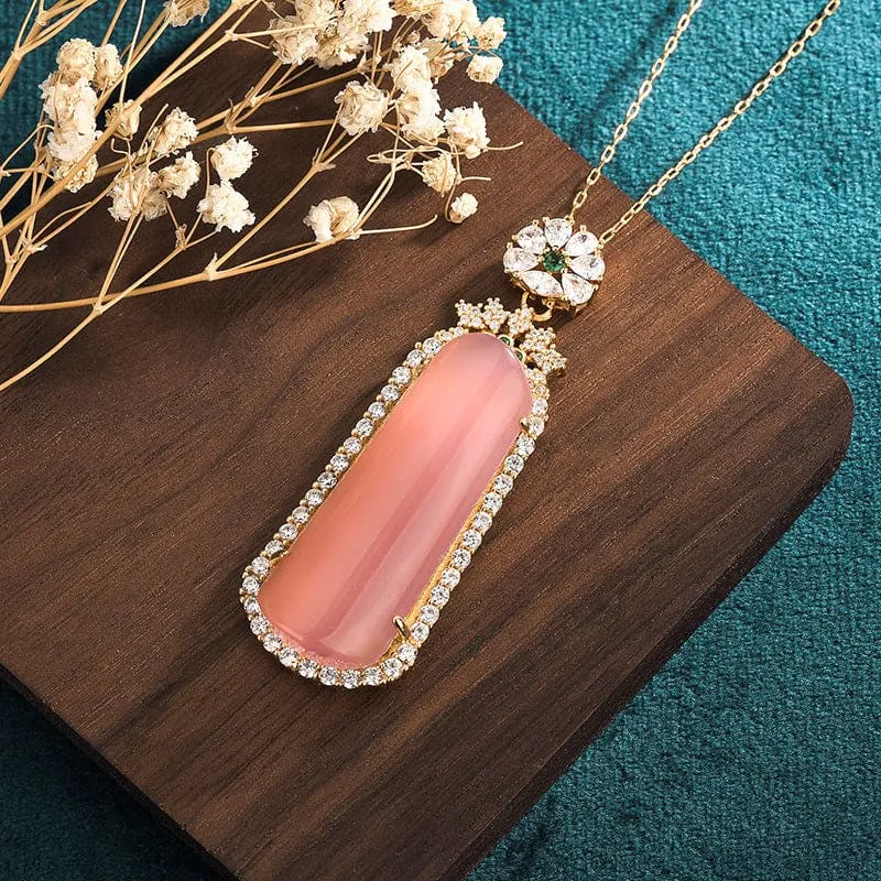 Pale pink boho chic necklace