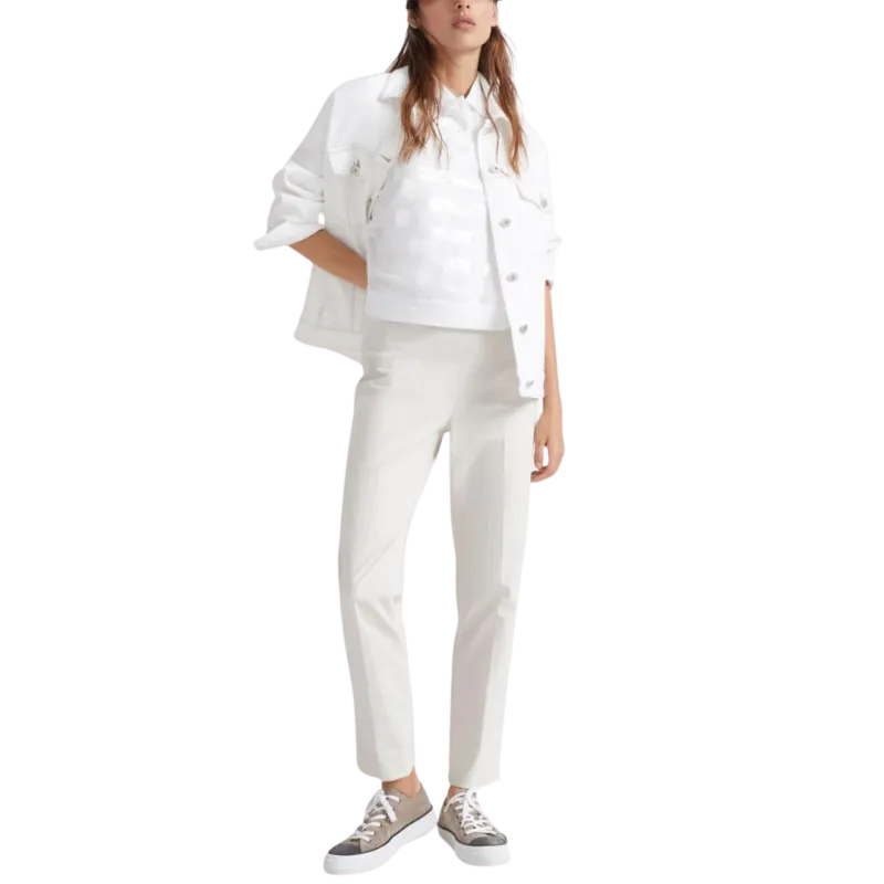 Pantalon cigarette coton stretch écru