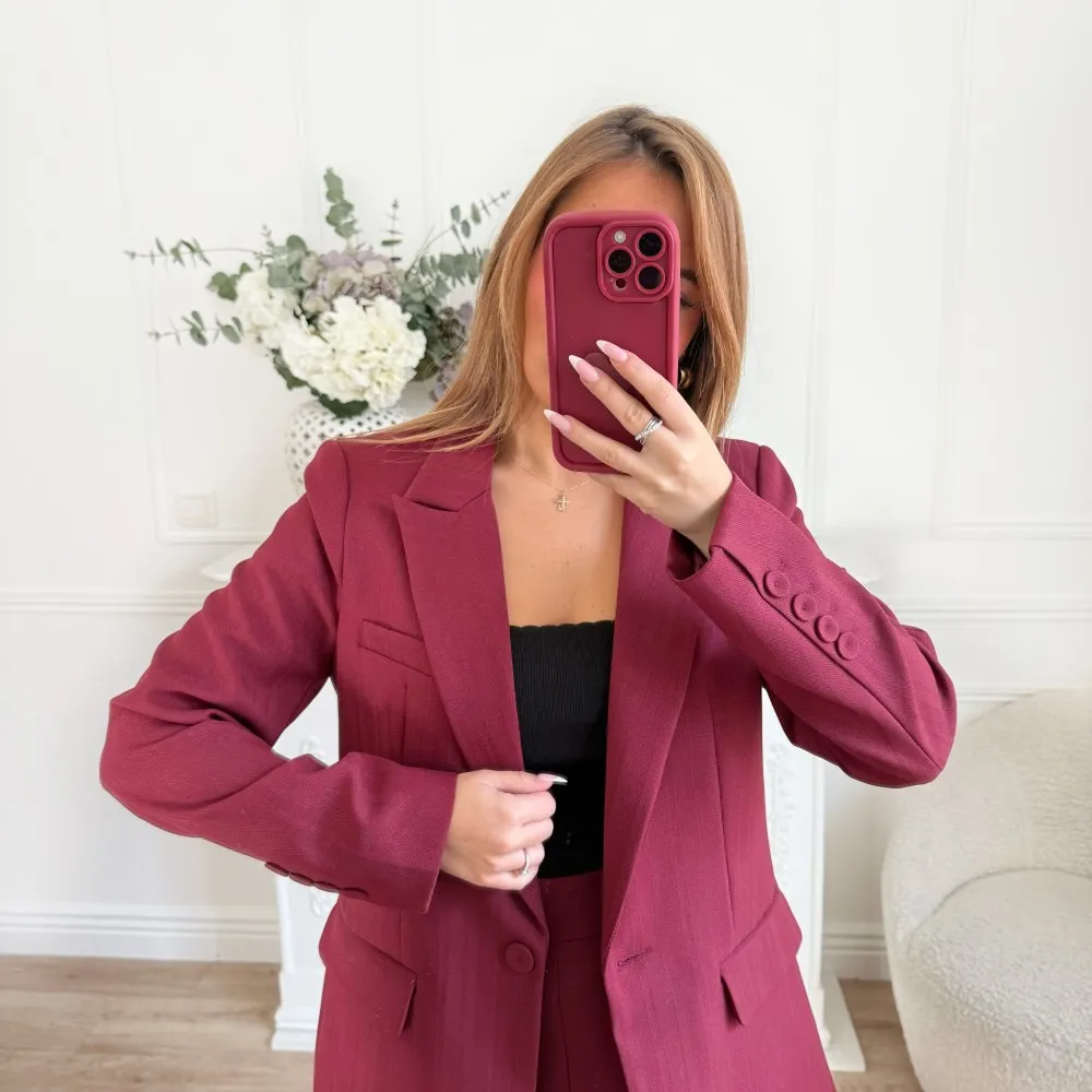PANTALON TAILLE HAUTE BORDEAUX CHINÉ ** PREMIUM