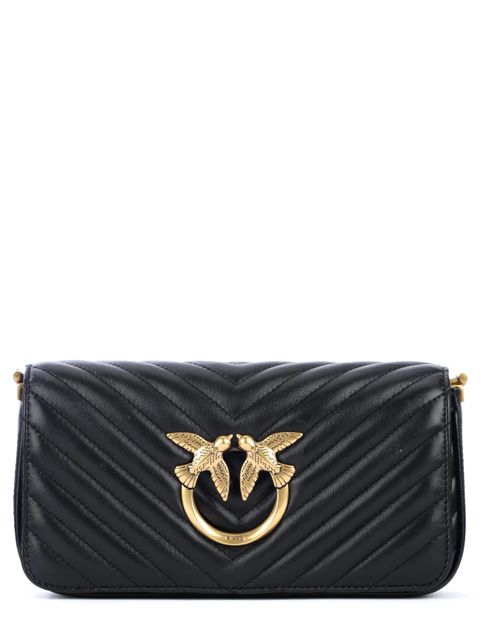 Pinko Sac Mini Love Bag Baguette Click en cuir noir matelassé 