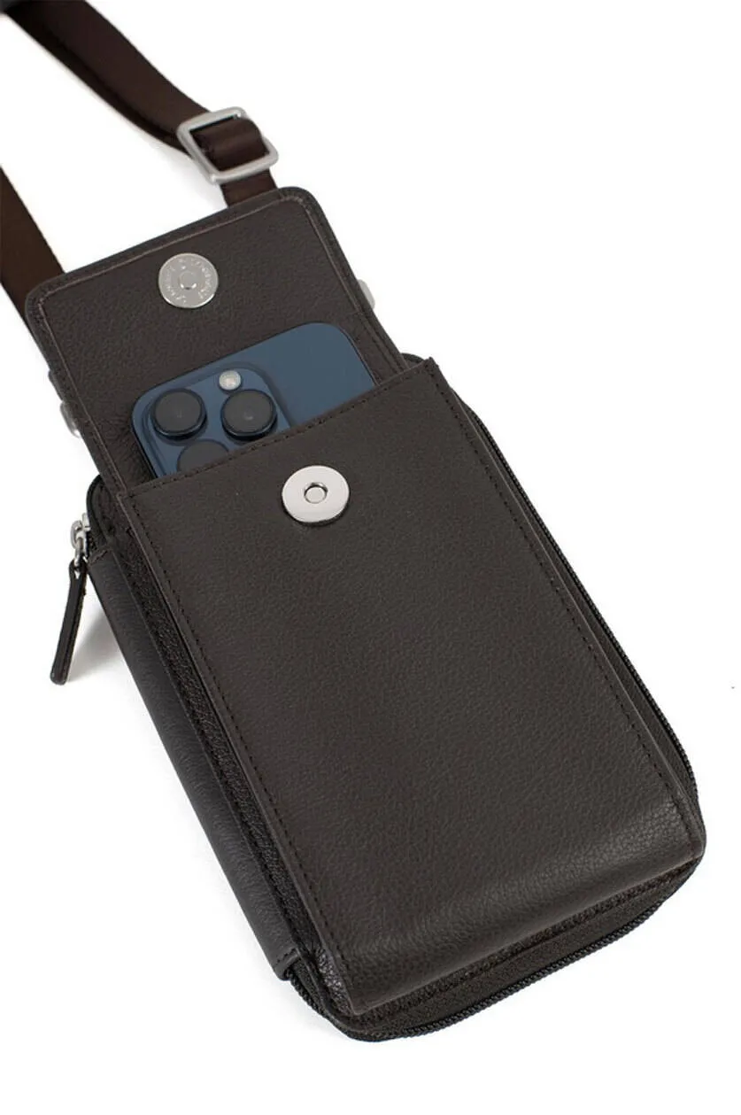 Pochette leather brown Hexagona