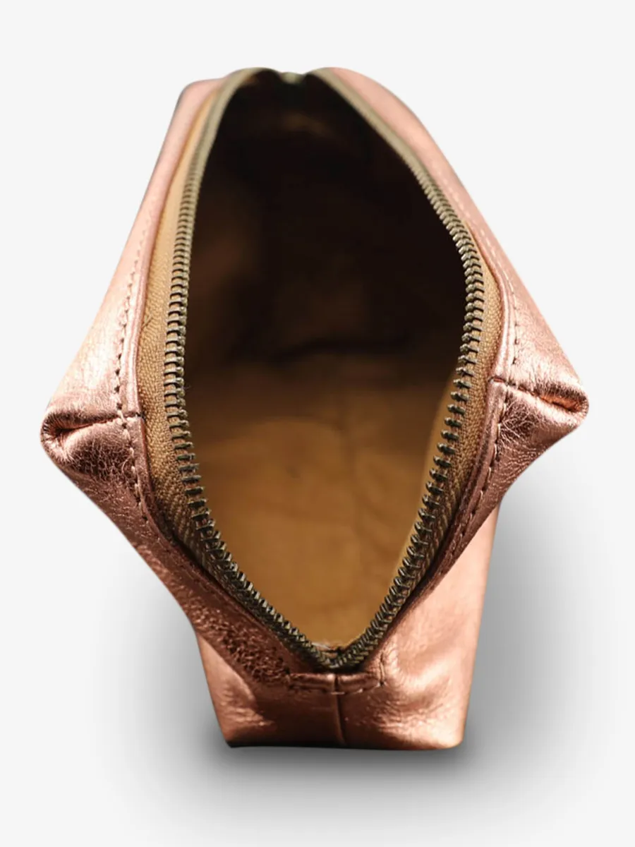 Woman's Rose Gold Leather Clutch Adèle - Rose Gold