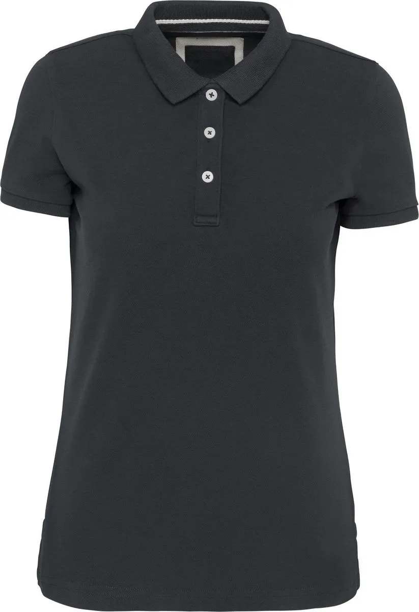 Polo vintage manches courtes - Femme - KV2207 - gris foncé 