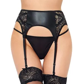 Porte Jarretelle Vintage Cuir Noir