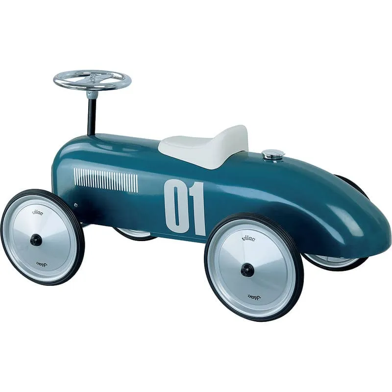Porteur voiture vintage bleu pétrole