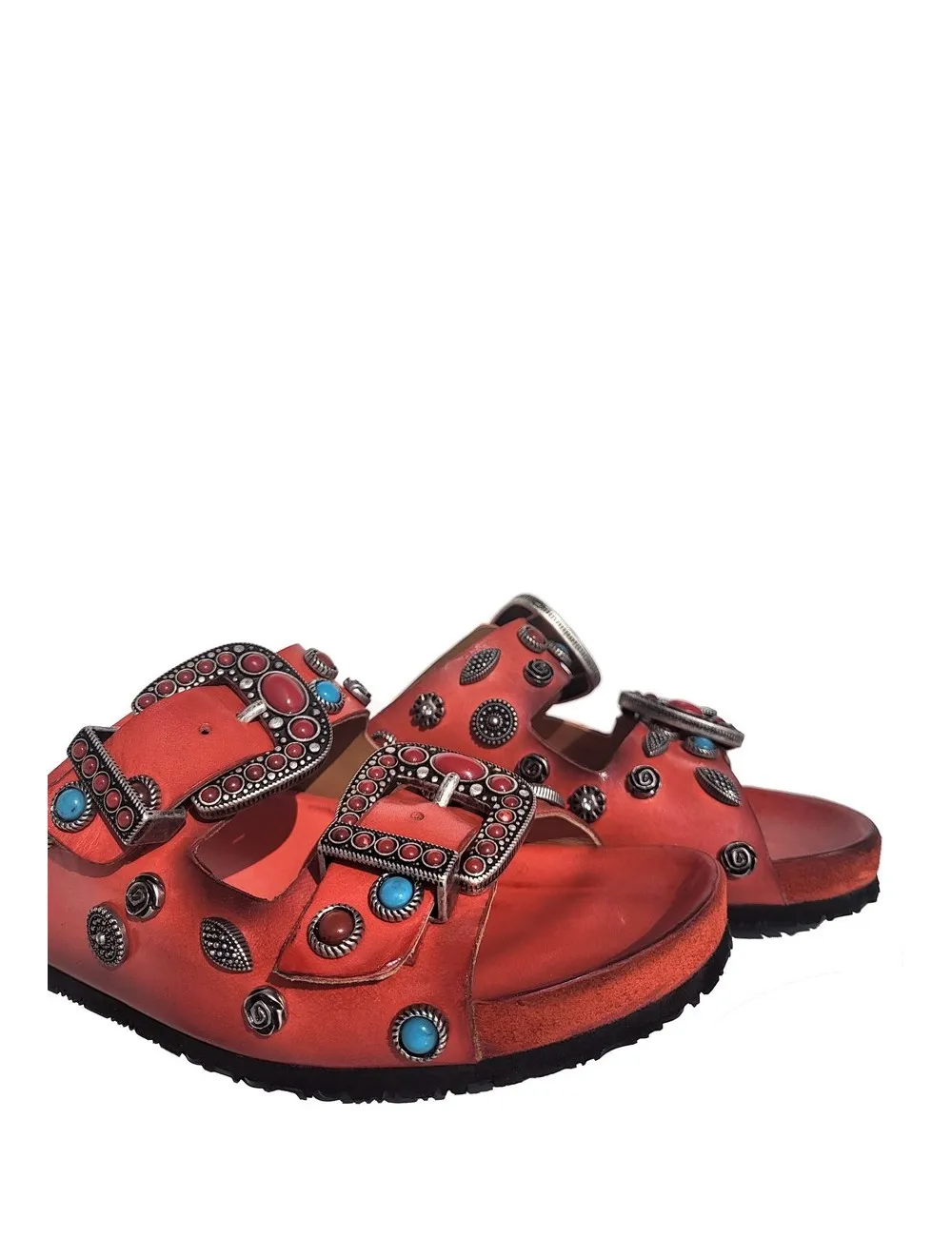 Red Calf Leather Women's Anatomic Sole Sandals by Jo Ghost-ARTHUR Shoes
