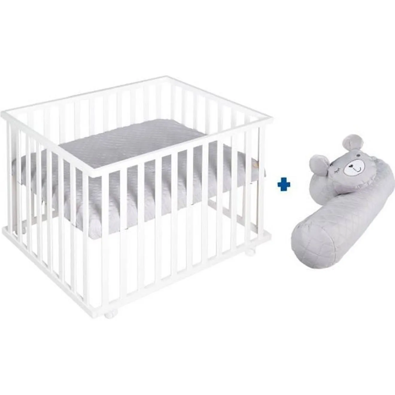 ROBA Parc Bébé Carré "roba Style" + Tapis de Parc + Tour de Lit - Gris blanc - Roba