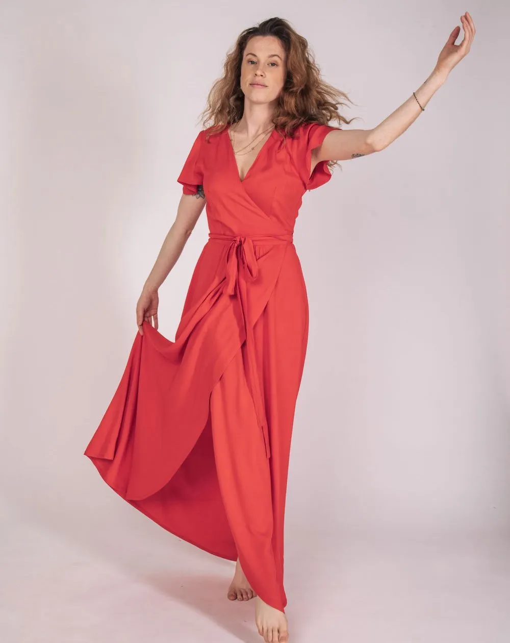 Robe de noël zermonie 100% ecovero rouge - Aatise - Marques de France