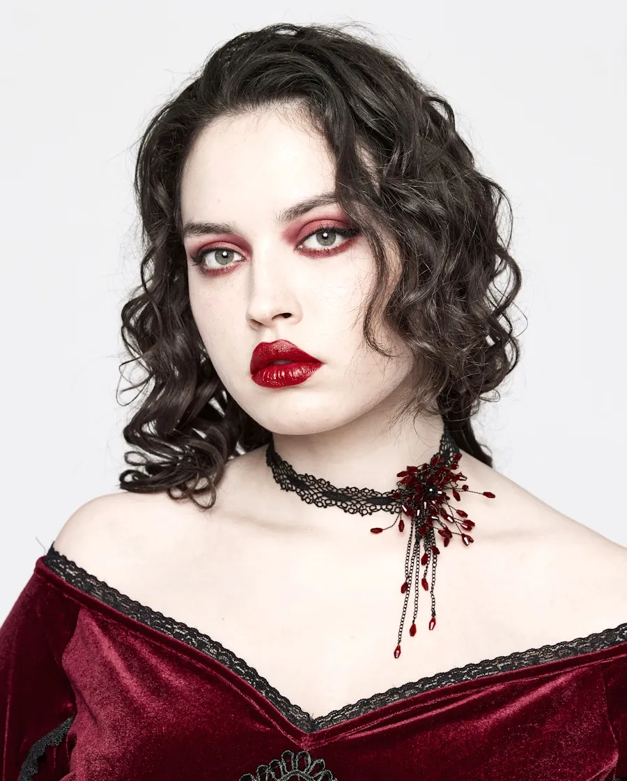 Romantic Punk Rave 'Red Dahlia' Necklace