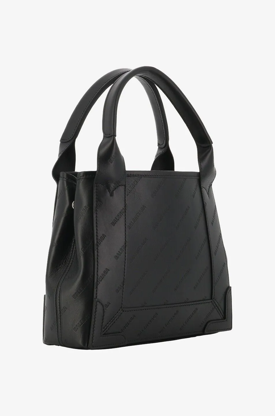 Sac cabas en cuir logos all-over Navy XS
