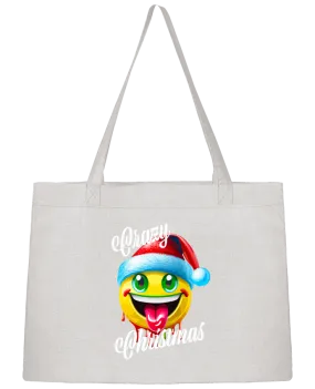 Sac Shopping Emoji Noël tire la langue. Crazy Christmas par Featheart