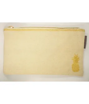 Santaia Pineapple Embroidery Gold Cream Fabric Lurex Gold Bag