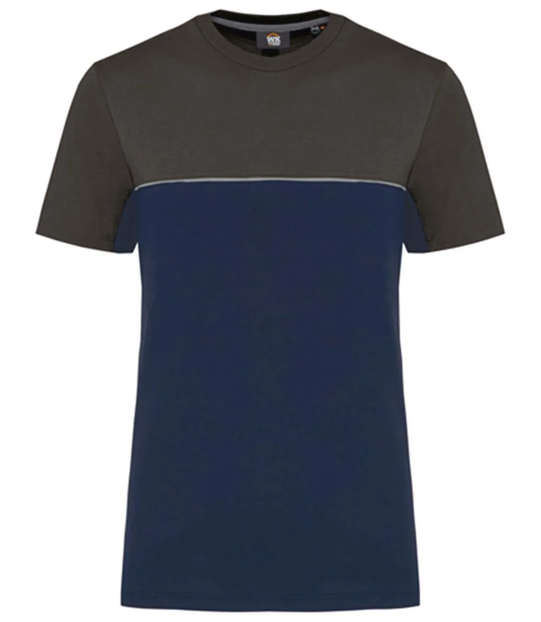 T-shirt de travail bicolore - Unisexe - WK304 - bleu marine et gris foncé
