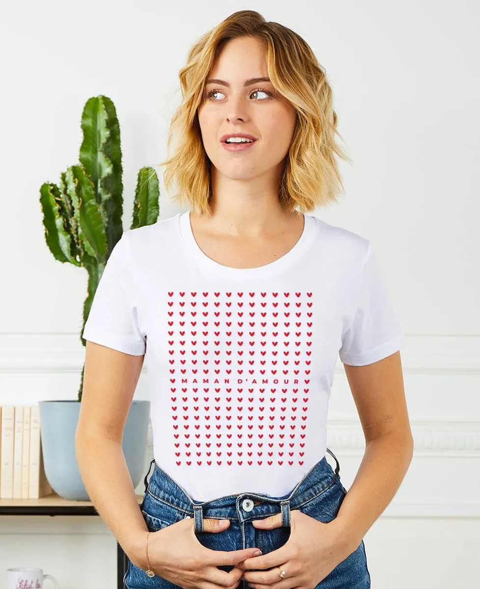 T-Shirt femme Maman d'amour coeurs