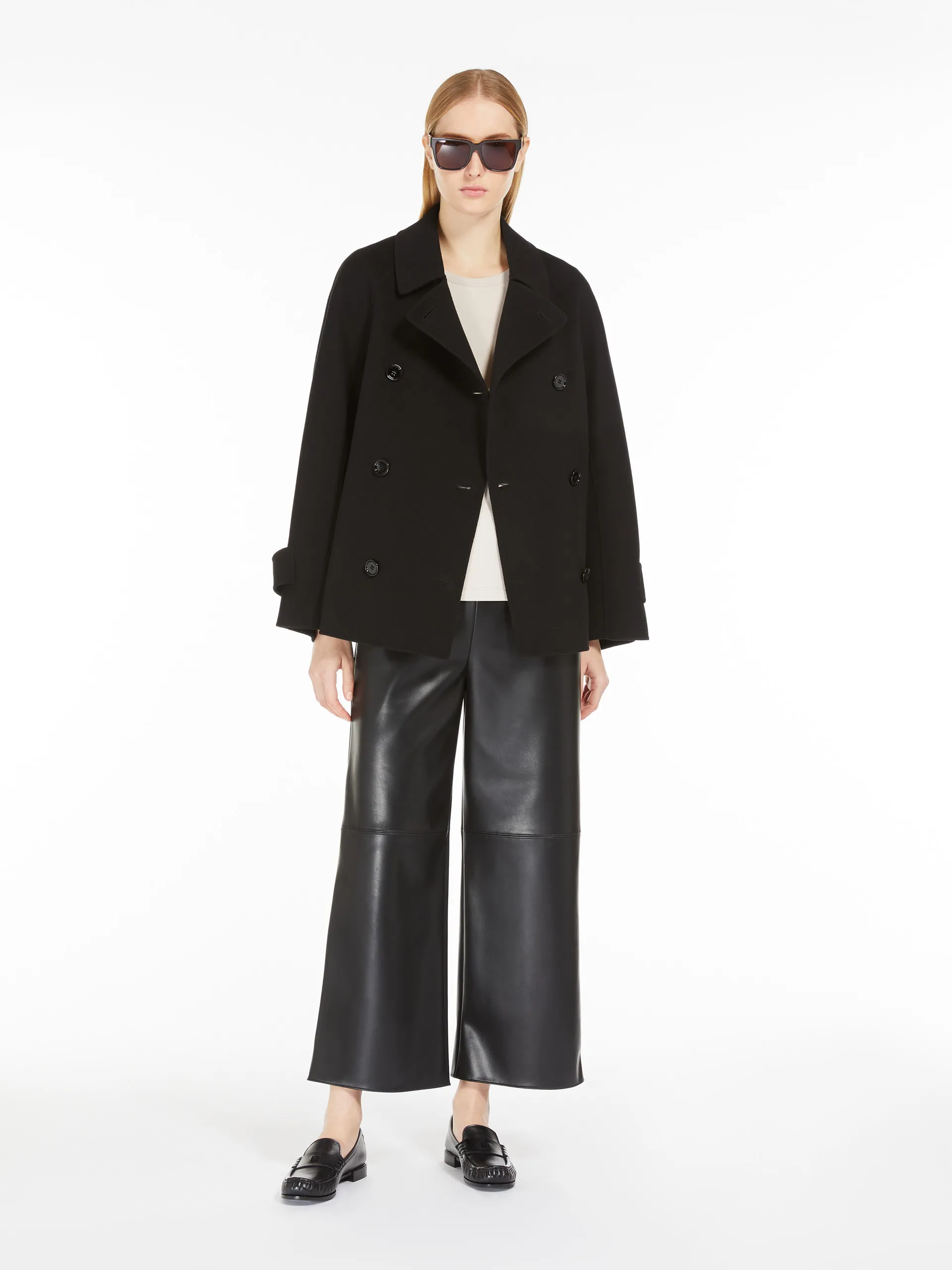 Short wool trench coat