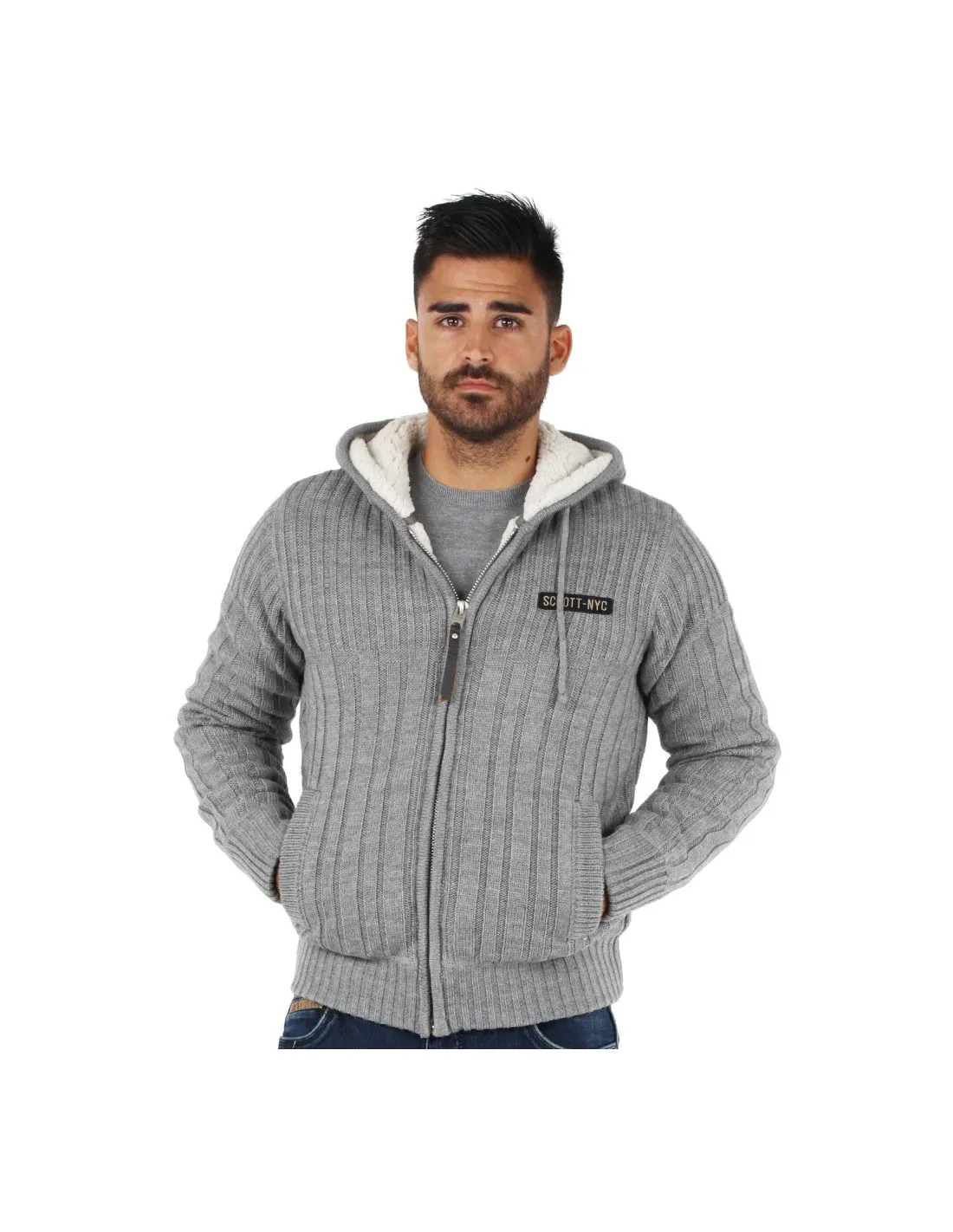 Light Grey Schott Hooded Jacket Ref 55039
