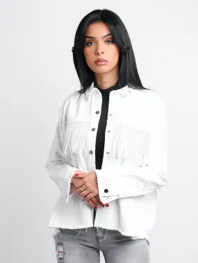 Veste blanche à franges