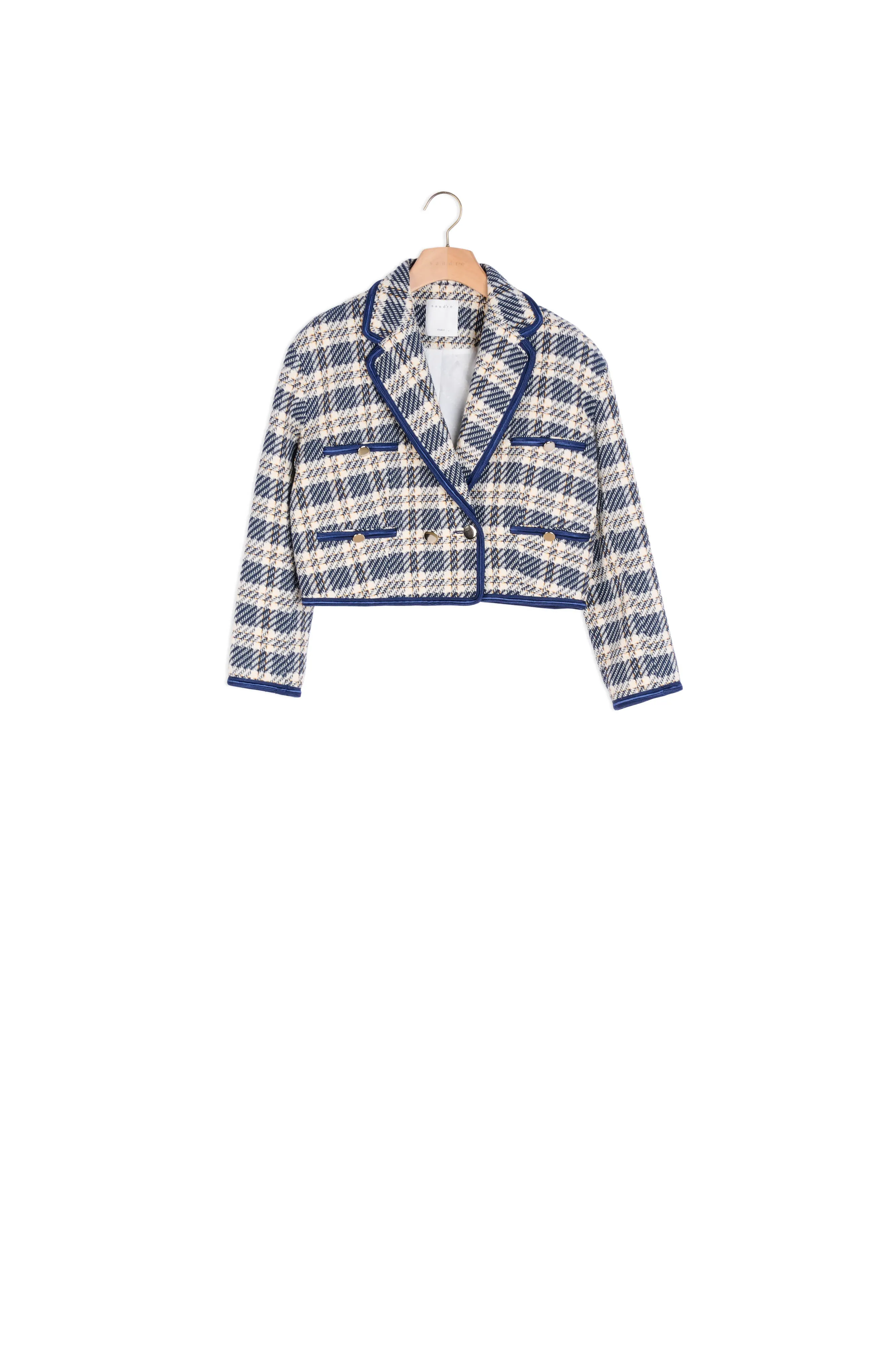 Veste courte en tweed à carreaux
