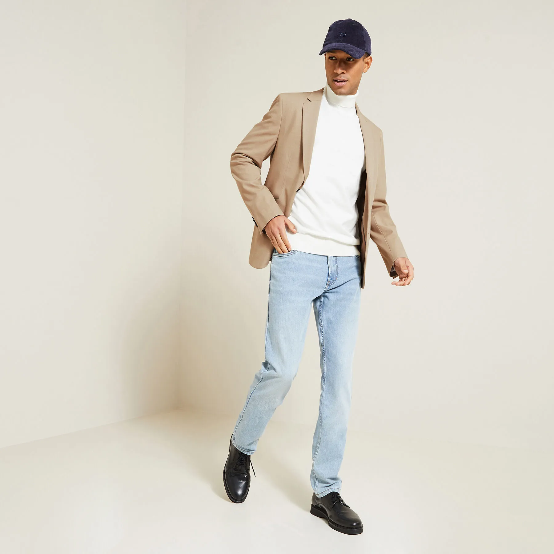 Extra-Slim Beige Bistretch Suit Jacket - Jules