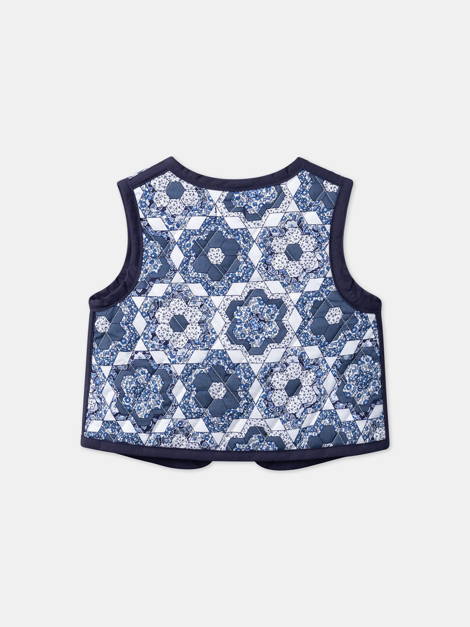 Blue & White Quilted Sleeveless Vest