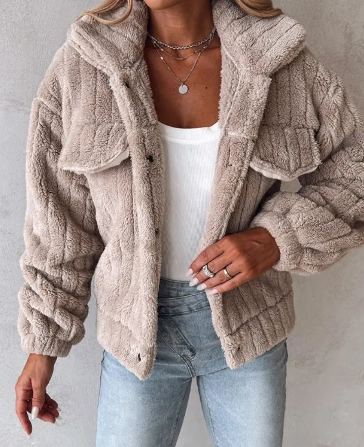Veste Teddy Boutonné à col rabattu